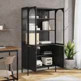 Highboard Black 90x40x180 cm Glass and Steel 353000