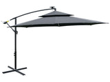 3 Cantilever Banana Parasol Hanging Umbrella with Double Roof, LED Solar lights, Crank, 8 Sturdy T3398P317756