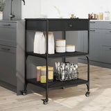 Kitchen Trolley Black 60x48x89.5 cm Engineered Wood 842371
