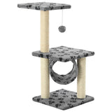 Cat Tree with Sisal Scratching Posts 65 cm Grey Paw Print 170547