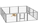 12-Panel Solid Dog Playpen with Doors, for Small Dogs, 60cm High, Black T3398P349747