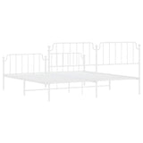 Metal Bed Frame without Mattress with Footboard White 193x203cm 373960