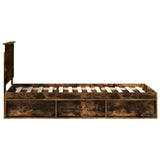Bed Frame with Headboard Smoked Oak 90 x 190 cm Solid Pine Wood 3409403