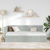 Corner Bed Frame with Headboard Light grey 90 x 190 cm Velvet 42016378