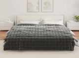 Anti-Slip Faux Rabbit Fur Blanket Olite 4 pcs Dark Grey 42021808