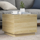 Coffee Table with LED Lights Sonoma Oak 50x50x40 cm 839870