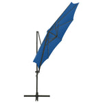 ZNTS Cantilever Garden Parasol with Pole and LED Lights Azure Blue 300 cm 312341