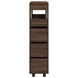Narrow Bathroom Cabinet with Wheels Brown Oak Engineered Wood 855274