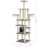 Cat Tree with Sisal Scratching Posts Dark Grey 183 cm 171484