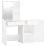 LED Dressing Table with Cabinet White Engineered Wood 3082017
