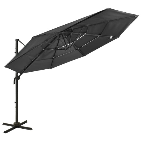 4-Tier Garden Parasol with Aluminium Pole Anthracite 3x3 m 313830