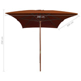 Garden Parasol Terracotta UV protective polyester and wood 313759