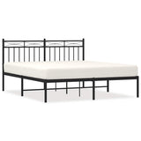 Metal Bed Frame without Mattress with Headboard Black 150x200cm 373693