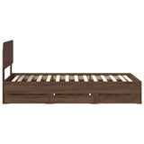 Bed Frame with Drawer Brown Oak 100 x 200 cm Engineered Wood 3412219