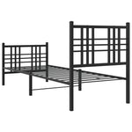 Metal Bed Frame without Mattress with Footboard Black 75x190cm 376332