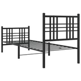 Metal Bed Frame without Mattress with Footboard Black 75x190cm 376332