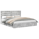 Storage Bed Concrete Grey 200 x 200 cm Engineered Wood 3411546