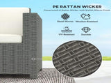 3 Seater Rattan Sofa All-Weather Wicker Weave Metal Frame Chair with Fire Resistant Cushio-Cream T3398P323866