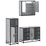 ZNTS 3 Piece Bathroom Furniture Set Grey Sonoma Engineered Wood 3301003