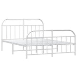 Metal Bed Frame without Mattress with Footboard White 135x190cm 353701
