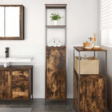 Bathroom Cabinet with Shelves Smoked Oak 36x35x165 cm 861909