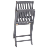 Outdoor Chair Set of 2 Grey Solid Acacia wood Medium Foldable 46335