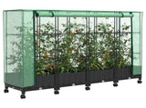 Garden Planter with Greenhouse Cover&Wheels 4 pcs Black PP 3423139