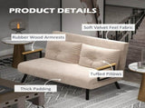 4-in-1 Velvet-Feel Double Sofa Bed, with Pillows - Beige T3398P343007