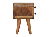 Solid Wood Extra Mini Curved Oak-ish Bedside, 2 Drawers, Brown B2743P403127
