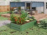 Raised Beds for Garden, Galvanised Steel Outdoor Planters with Multi-reinforced Rods, 180 x 90 x 59 T3398P315948