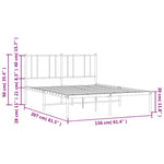 Metal Bed Frame without Mattress with Headboard White 150x200cm 352531