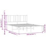 Metal Bed Frame without Mattress with Headboard White 150x200cm 352531