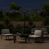 Double-Head Garden Parasol with LEDs Black 316x145 cm 362975