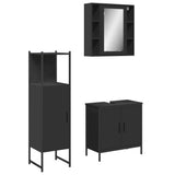 3 Piece Bathroom Cabinet Set Black Engineered Wood 3214760