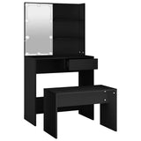 Dressing Table Set with LED Black Engineered Wood 3114108