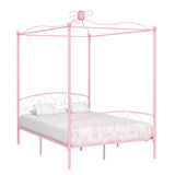 284488 Canopy Bed Frame without Mattress Pink Metal 120x200 cm