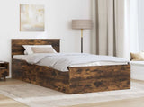 Bed Frame with Headboard Smoked Oak 90 x 190 cm Engineered Wood 3408617