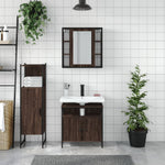 ZNTS 3 Piece Bathroom Cabinet Set Brown Oak Engineered Wood 3214759
