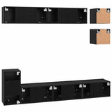 TV Cabinet Set Wall-mounted 8 pcs Black Oak Engineered Wood 3393166