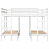 Triple Bunk Bed Frame White 140x200/70x140 cm Solid Wood Pine 3308578