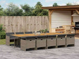 11 Piece Garden Dining Set with Cushions Grey Poly Rattan 3210578