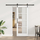Sliding Door White 73.5 x 198.5 cm Solid Pine Wood and Glass 3332324