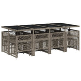 13 Piece Garden Dining Set with Cushions Grey Poly Rattan 3210800