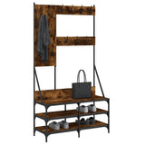 Clothes Rack with Shoe Storage Smoked Oak 100x40x184 cm 837854