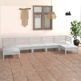 7 Piece Garden Lounge Set White Solid Wood Pine 3083345