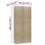 Shoe Cabinet Sonoma Oak 80x35.5x180 cm Engineered Wood 800291