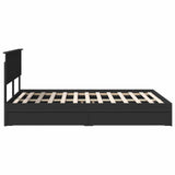 Storage Bed with Headboard Black 140 x 190 cm Engineered Wood 3410799