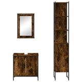 3 Piece Bathroom Furniture Set Smoked Oak Engineered Wood 3214802
