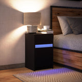 ZNTS Bedside Cabinet with LED Lights Black Engineered Wood 852013