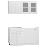 ZNTS 4 Piece Kitchen Cabinet Set White Engineered Wood 3067655